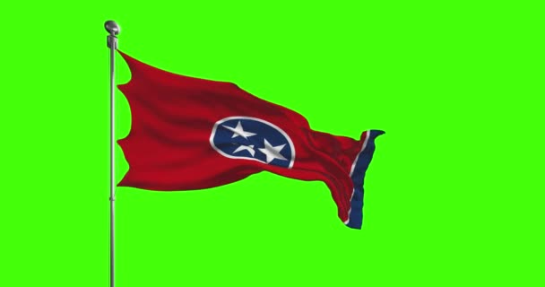 Tennessee State Flag Waving Chroma Key Background United States America — Stock video