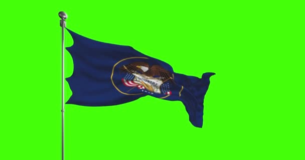 犹他州旗摇曳在色键背景上 United States America Footage Usa Flag Animation — 图库视频影像