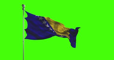 Bosna-Hersek ulusal bayrağını sallıyor. Krom anahtar 