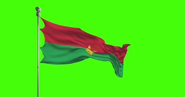 Burkina Fasos Nationalflagge Weht Chroma Schlüssel — Stockvideo