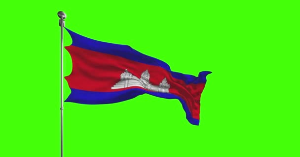 Drapeau National Cambodge Brandissant Des Images Clé Chromatique — Video