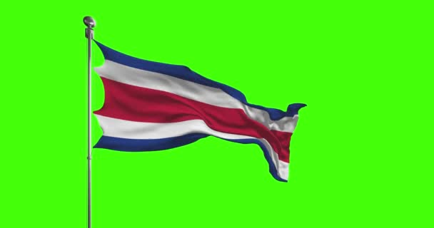 Bandera Nacional Costa Rica Ondeando Imágenes Clave Croma — Vídeos de Stock