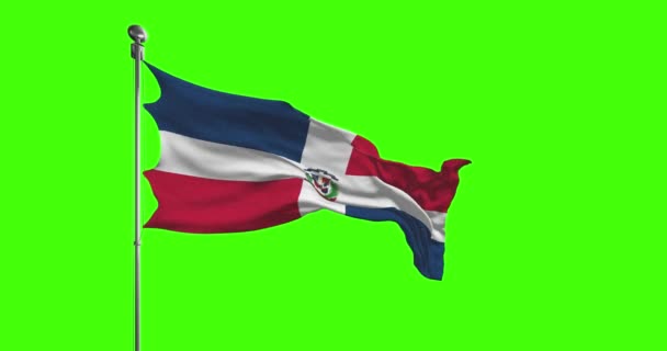 Bandera Nacional República Dominicana Ondeando Imágenes Clave Croma — Vídeo de stock