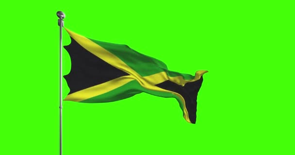 Jamaica Nationale Vlag Zwaaiend Met Beelden Chromatoetsen — Stockvideo