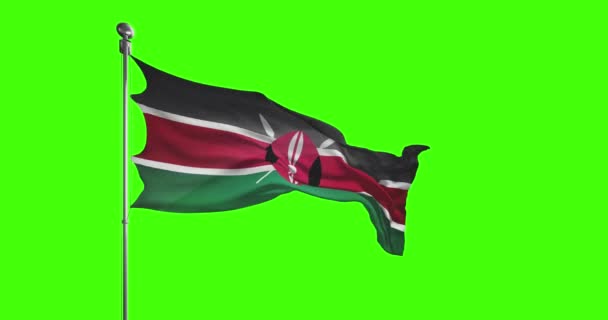 Kenya National Flag Waving Footage Chroma Key — Stock Video