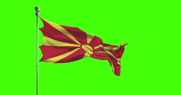 Εθνική Σημαία Βόρειας Μακεδονίας Κυματίζει Πλάνα Κλειδί Χρωμίου — Αρχείο Βίντεο