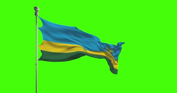 Ruandas Nationalflagge Weht Chroma Schlüssel — Stockvideo