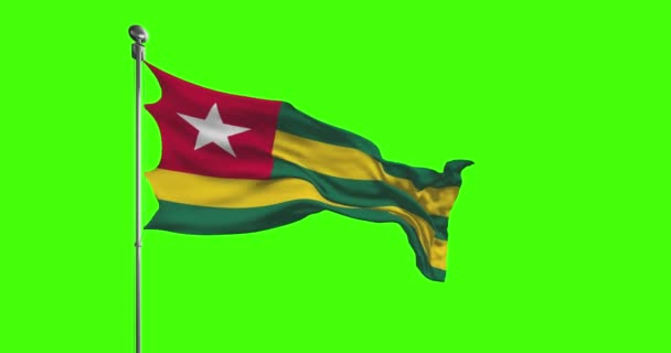 Togo National Flag Waving Footage Chroma Key — Stock Video