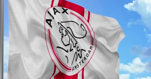 New York Usa September 2021 Ajax Voetbalteam Zwaaiend Met Vlag — Stockvideo