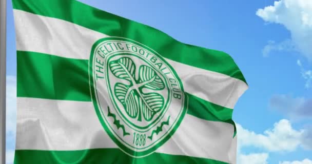 New York Usa September 2021 Celtic Fotbollslag Viftar Med Flagga — Stockvideo
