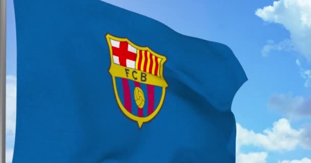 New York Usa September 2021 Fcb Barcelona Fotbollslag Viftar Med — Stockvideo