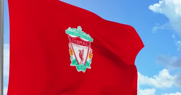 Nowy Jork Usa Września 2021 Liverpool Piłka Nożna Macha Flagą — Wideo stockowe