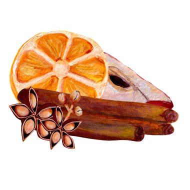 Tarçınlı suluboya Noel elementleri, internette ya da basılı olarak kullanmak için mükemmel