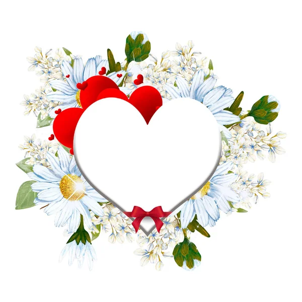 Akvarell Blomma Alla Hjärtans Dag Krans Perfekt Att Använda Webben — Stockfoto