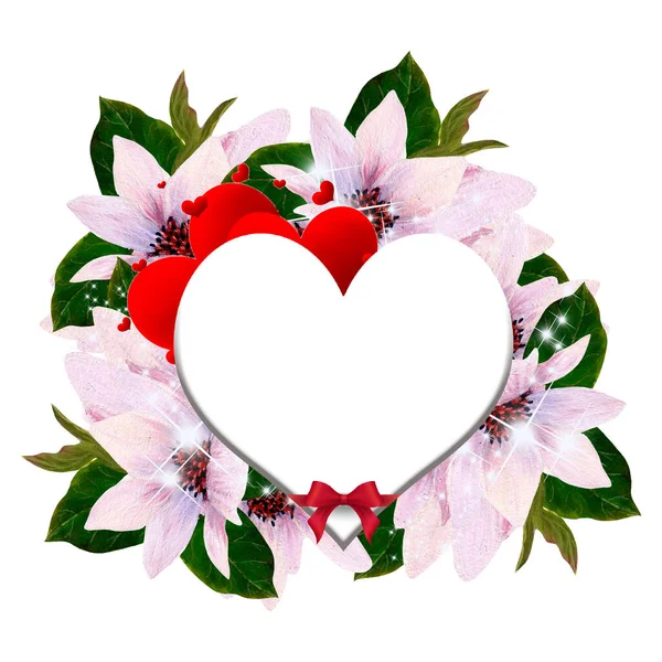 Watercolor Floral Valentine Day Heart Wreath Perfect Use Web Print — Stock Photo, Image