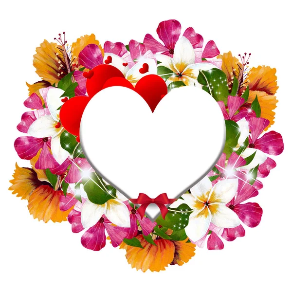 Watercolor Floral Valentine Day Heart Wreath Perfect Use Web Print — Stock Photo, Image