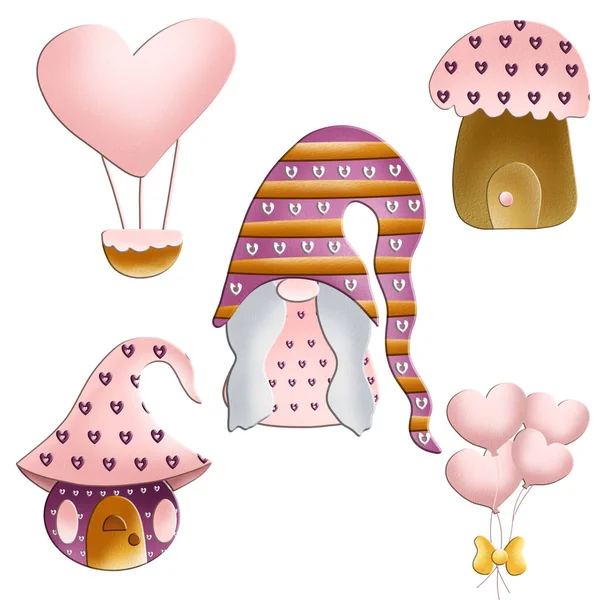 Cute Gnome Clipart Valentine Day Design — стоковое фото