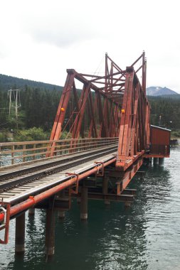 Gölün üzerindeki köprü - Carcross - Yukon - Kanada