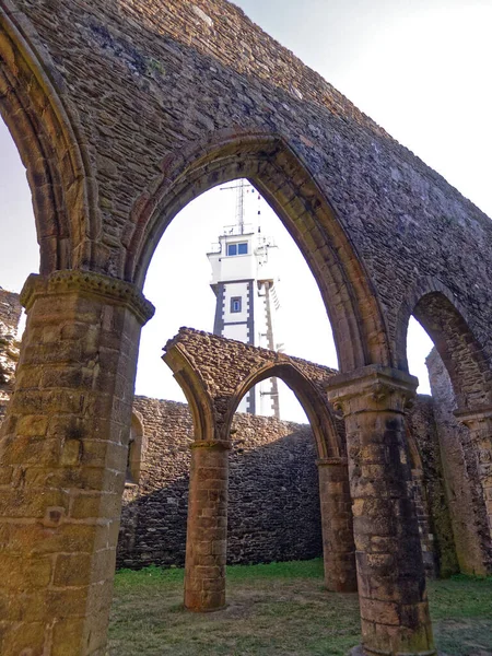 Ruinen Und Semaphore Pointe Saint Mathieu Plougonvelin Finistere Bretagne Frankreich — Stockfoto