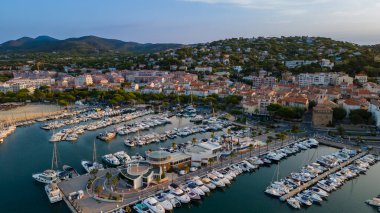Aerial view of Sainte-Maxime harbour in French Riviera (South of France) clipart