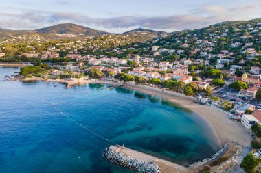 Aerial view of Les Issambres beach in French Riviera (South of France) clipart