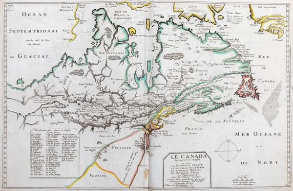 Old Map Eastern Canada Quebec 1656 Atlas Geography Val France — Stock fotografie