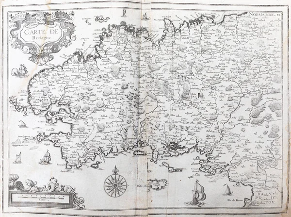 Old map of Brittany (France) - From an 1656 Atlas of Geography from P. du Val - France (Private collection)
