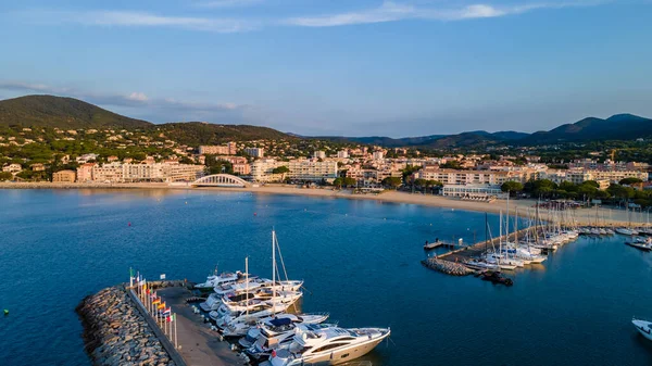 Vista Aérea Del Paseo Marítimo Sainte Maxime Riviera Francesa Sur —  Fotos de Stock