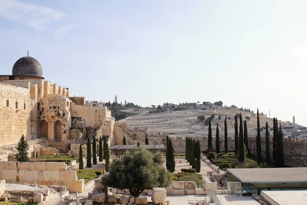 Mesquita Aqsa Monte Das Oliveiras Jerusalém Israel — Fotografia de Stock