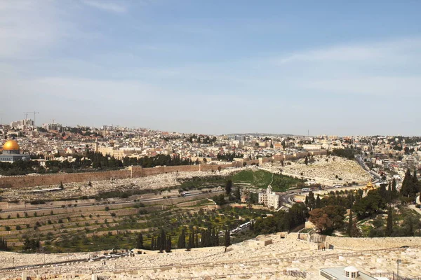 Vista Jerusalén Desde Monte Los Olivos Israel — Foto de Stock