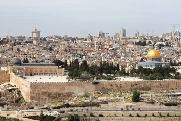 Vista Jerusalén Desde Monte Los Olivos Israel —  Fotos de Stock