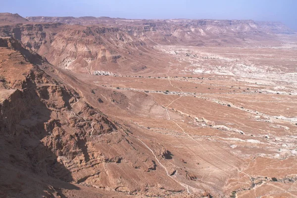 Άποψη Για Την Έρημο Judaen Από Masada Israel — Φωτογραφία Αρχείου