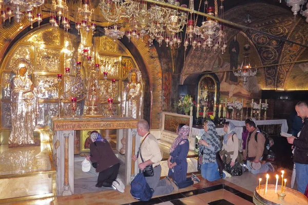 Jerusalem Israel Fev 2017 Peregrinos Cristãos Igreja Santo Sepulcro — Fotografia de Stock
