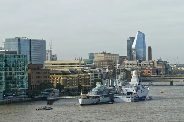 Bateaux Militaires Sur Tamise Londres Royaume Uni — Photo