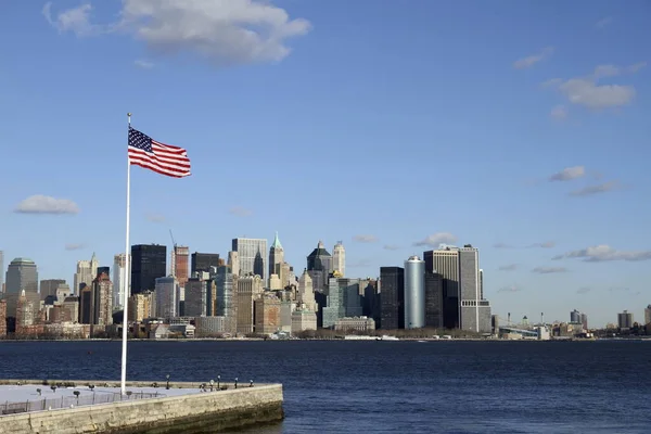 Vlag Boven Manhattan New York Verenigde Staten — Stockfoto