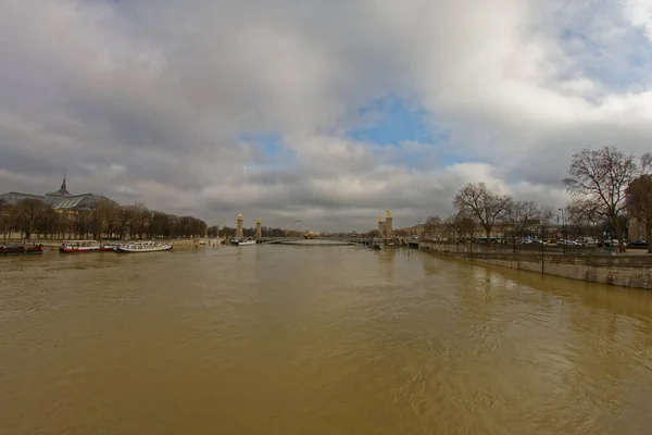 Jan 2018 Paris France River Seine Floods Bursts Its Banks — Stock Photo, Image