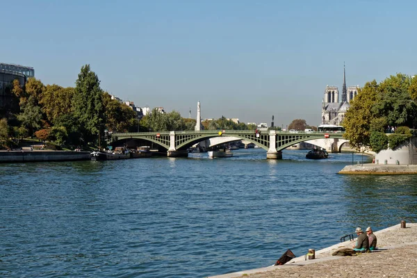 Sully Bridge Notre Dame Cathedral Paris France — 图库照片