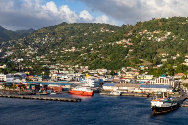 10 JAN 2020 - Kingstown, Saint Vincent and the Grenadines - The harbor clipart