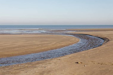 Villers-sur-Mer, Normandiya, Fransa 'da deniz çekildiğinde