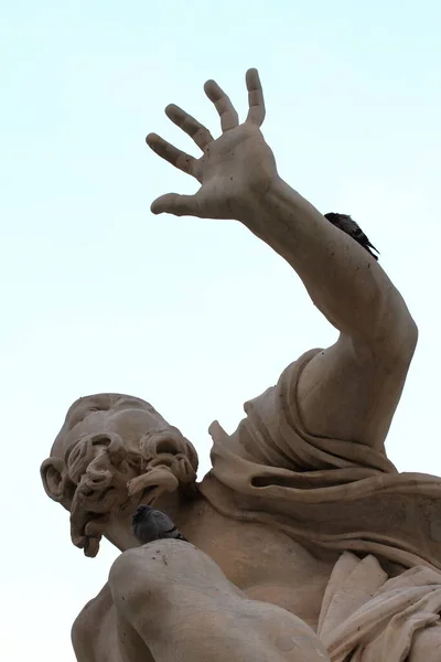 Fontana Dei Quattro Fiumi Detalle Estatua Roma Italia — Foto de Stock