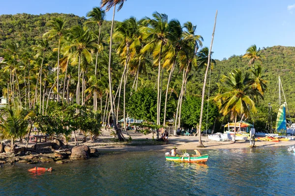 Saint Lucia West Indië Lokale Visser Zijn Bast Marigot Baai — Stockfoto