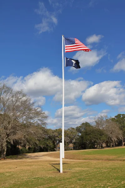 플래그 Boone Hall Plantation Charleston Usa — 스톡 사진