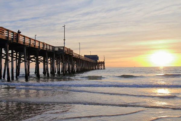 Newport Beach Pier Naplementekor Usa — Stock Fotó