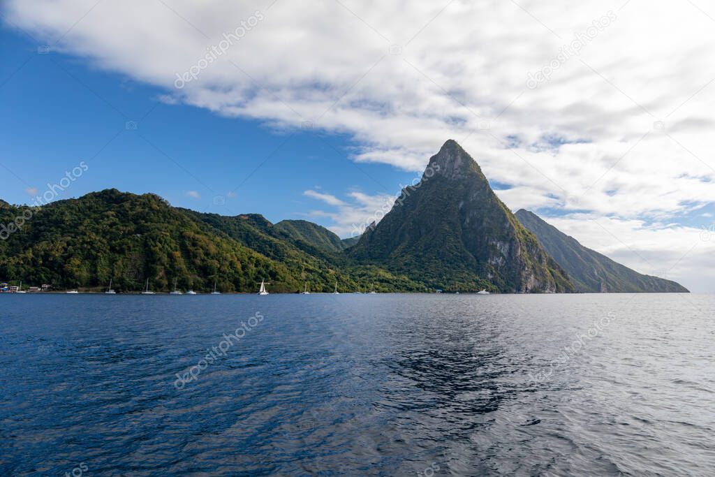 Soufriere, Saint Lucia, West Indies - View to the Pitons