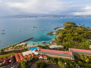Les Trois-Ilets, Martinique, FWI La Pointe du Bout 'un havadan görünüşü