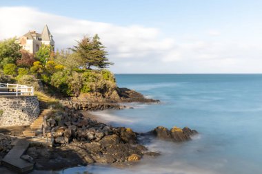 Saint-Quay-Portrieux limanı (uzun pozlama), Cotes d 'Armor, Brittany, Fransa