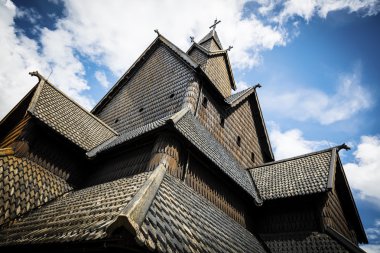 Eidsborg ahşap Close-Up kilise Telemark Norveç'teki savmak