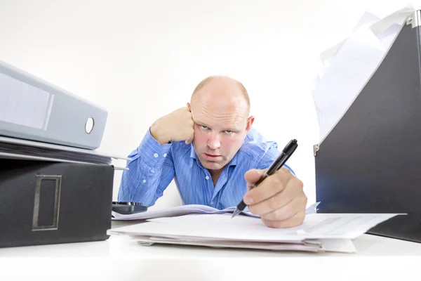 Overworked and exhausted businessman — Stock Photo, Image