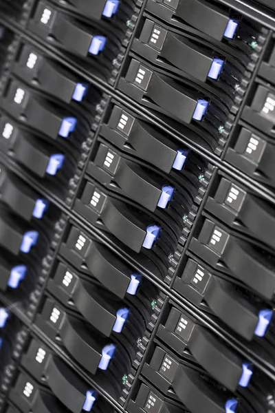 Close up of SAN storage hard drives in datacenter — Stock Photo, Image