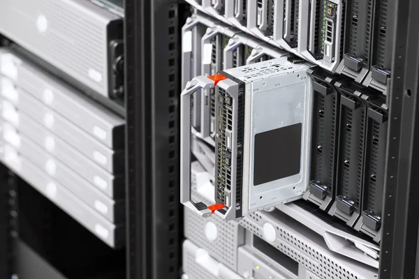 Blade server rack in large datacenter — Stock Photo, Image